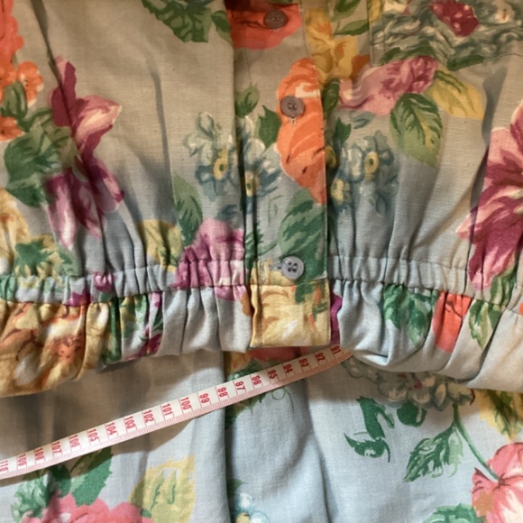 Vintage Petite 6 floral short sleeve belted midi length full skirt  side pockets - Picture 7 of 14